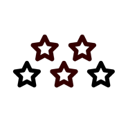 Five star icons (three red and two black) posed against a white background.